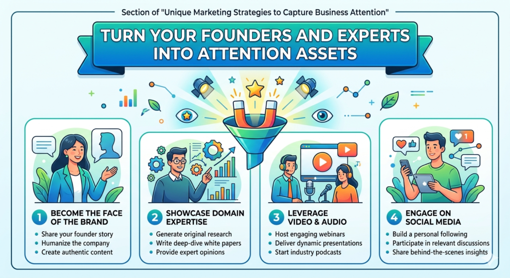 This is why founder-led and expert-led marketing can be so powerful. A company logo can feel distant. A real person with clear ideas, useful stories, and honest lessons feels easier to connect with.