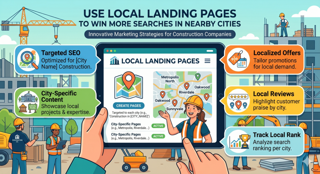 Many construction companies serve more than one city, but their website only speaks to one location. This creates a gap. A buyer in a nearby town may search for a contractor in their own area, not in your main city. If your site does not have a page for that area, you may not show up.