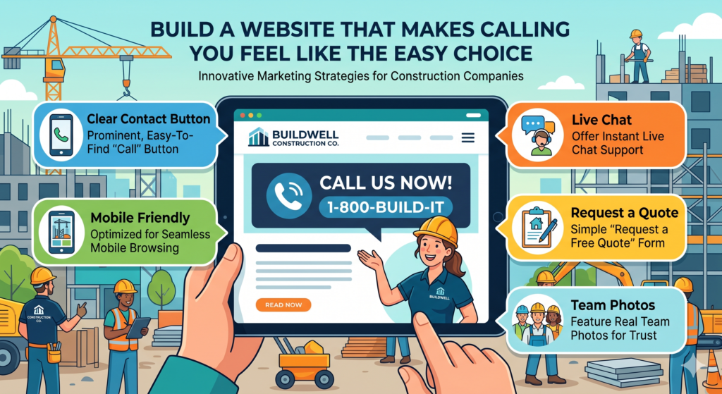 A construction website should not confuse people. It should help them decide quickly whether your company is the right fit.