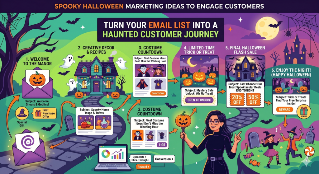 Email is one of the best places to run a Halloween campaign because it lets you build interest over several days. You do not have to say everything in one message. You can create a small journey that starts with curiosity, grows into desire, and ends with action.
