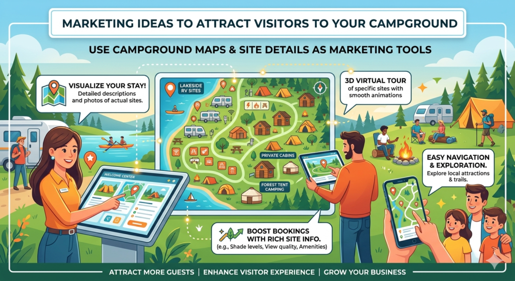 A campground map is often treated like a basic tool guests use after they book. But it can also help people book in the first place.