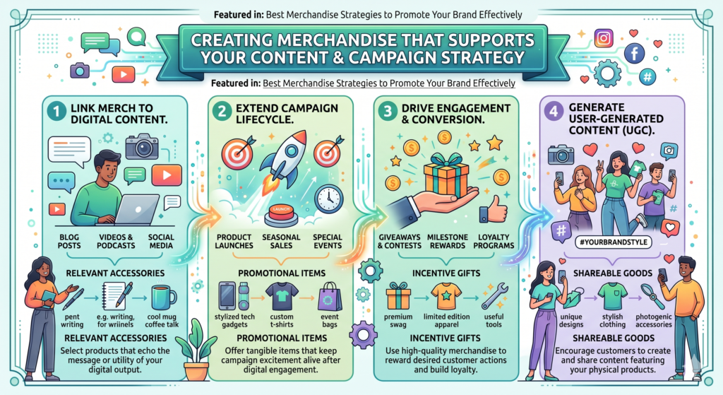 Merchandise becomes much stronger when it connects with your wider marketing plan. It should not sit alone as a side project. It should support the campaigns, messages, offers, and content your brand is already sharing.