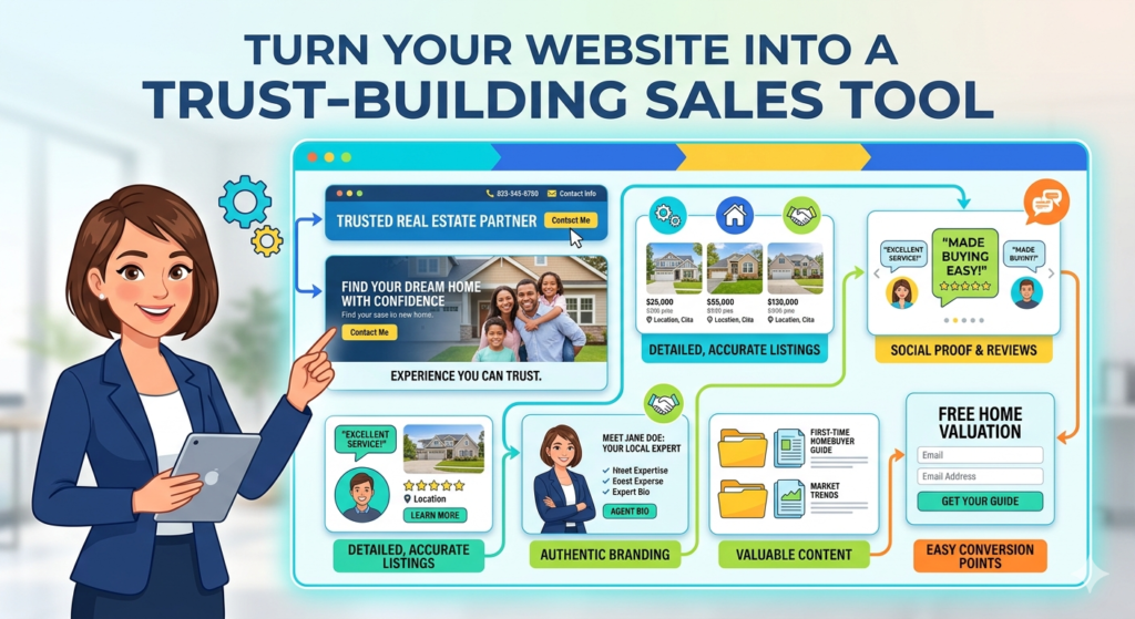 A real estate website should not be a digital business card. It should help strangers understand why they should trust you before they ever speak to you. Many agents have websites that look fine but do very little. They show a headshot, a short bio, a property search tool, and a contact form. That is not enough.