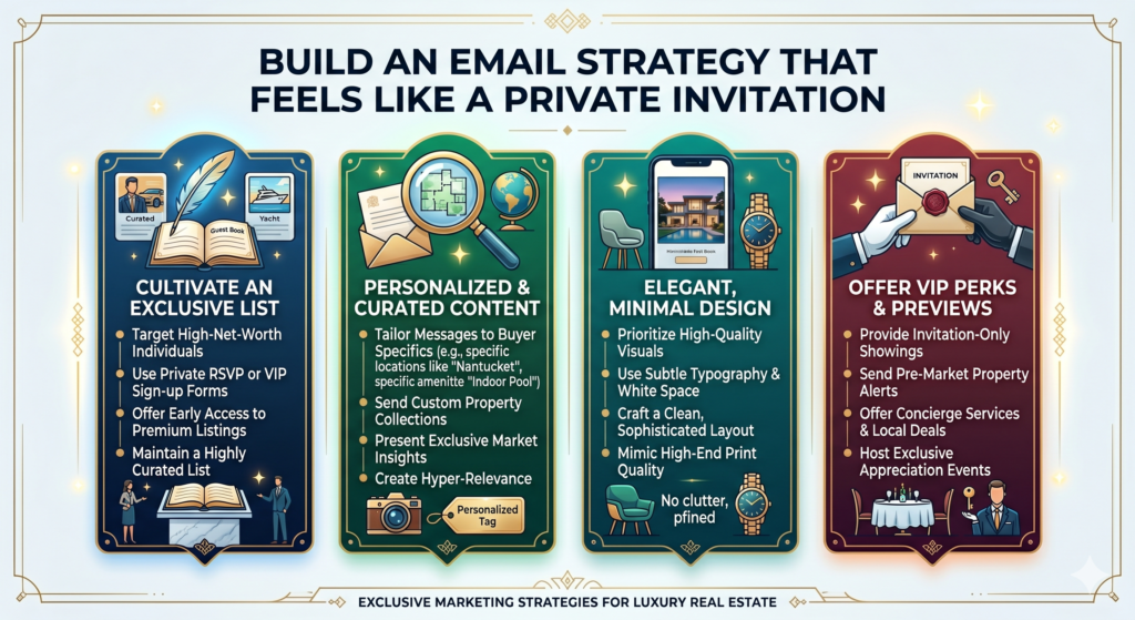 Email is still one of the strongest tools in luxury real estate, but only when it is used with care. A luxury buyer does not want to receive a crowded email full of bright buttons, loud claims, and generic sales copy. That kind of email feels cheap. It makes the property feel like it is being pushed to anyone with an inbox.