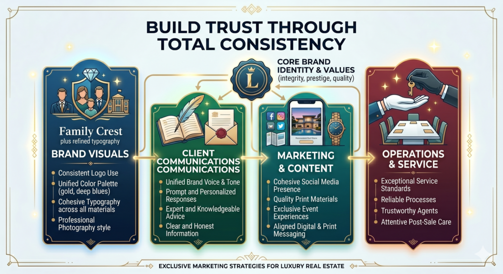 Luxury buyers notice small gaps. If the ad looks premium but the landing page feels basic, trust drops. If the website sounds elegant but the email follow-up feels generic, trust drops. If the brochure is beautiful but the showing feels careless, trust drops.